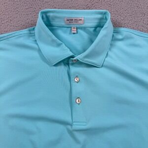 Peter Millar Summer Comfort Mens Polo Shirt Aqua Blue Stripe Short Sleeve XXL